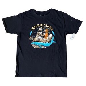 Visitor Premium Mens Black Nautical Whale Cotton Short Sleeve T-Shirt SZ M NEW